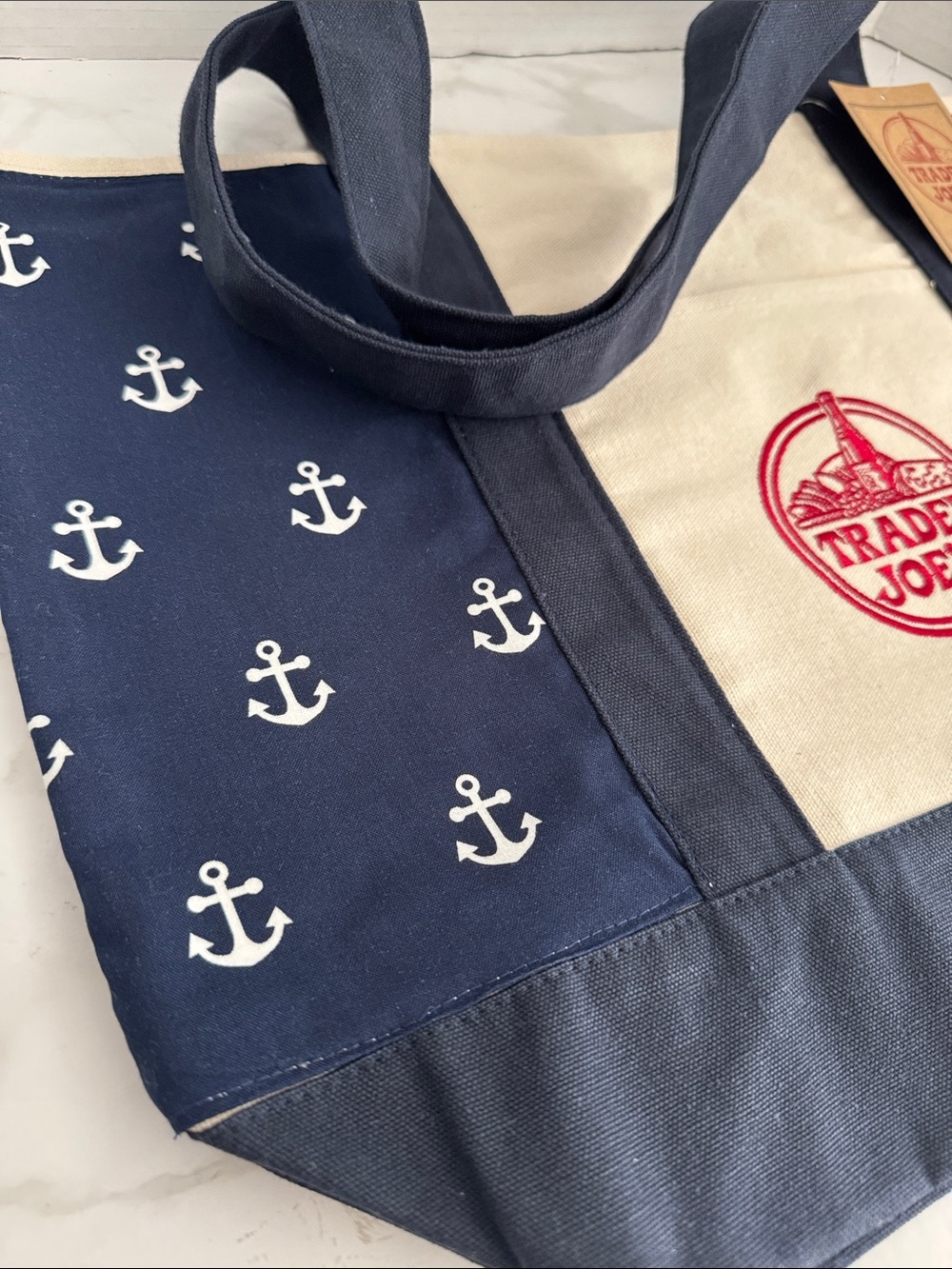 Trader Joe’s Large Navy Canvas Tote. New with Tag. - Picture 4 of 17